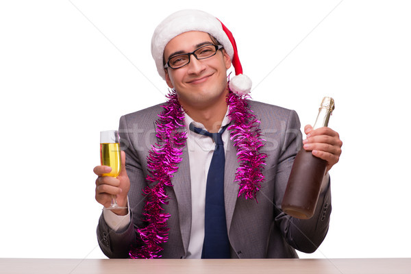 Young businessman celebrating christmas in office Stock photo © Elnur