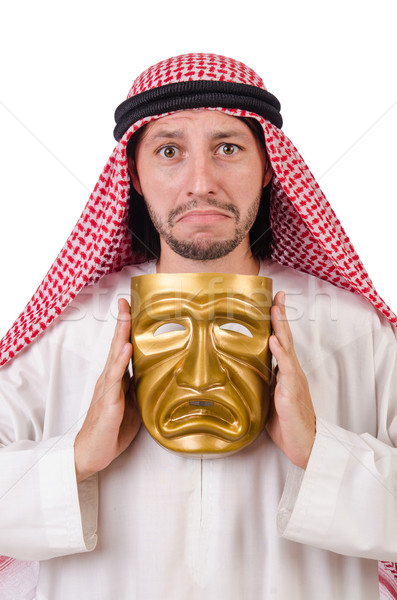 Stock photo: Arab in hypocrisy concept on white