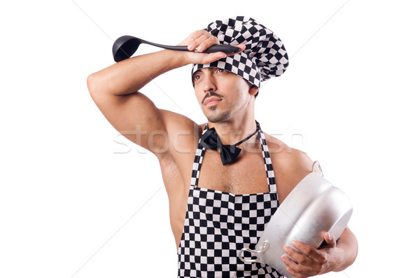Sexy male cook isolated on the white Stock photo © Elnur