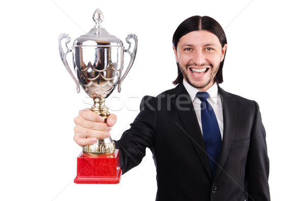 Businessman awarded with prize cup isolated on white Stock photo © Elnur