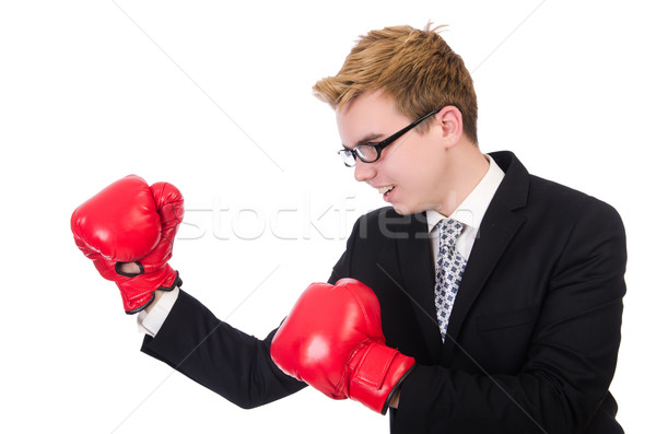 Jonge zakenman bokser geïsoleerd witte business Stockfoto © Elnur
