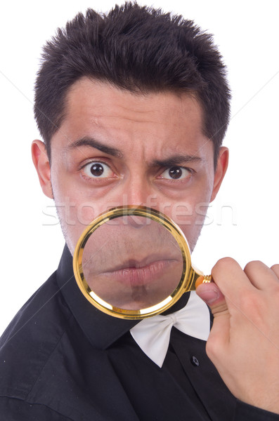 Funny man with magnifying glass Stock photo © Elnur