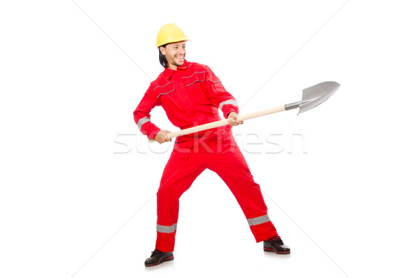 Man in red coveralls with spade Stock photo © Elnur