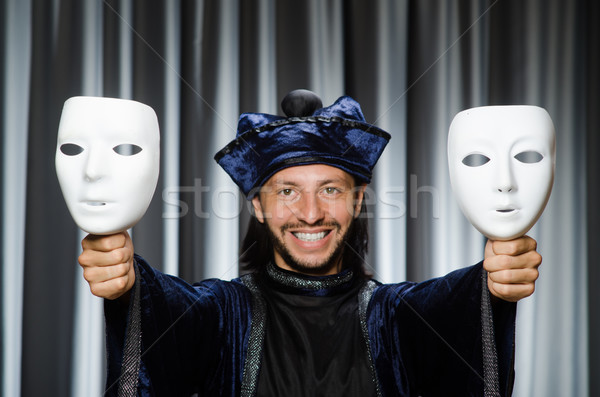Vicces színpadi maszk férfi háttér szomorú Stock fotó © Elnur