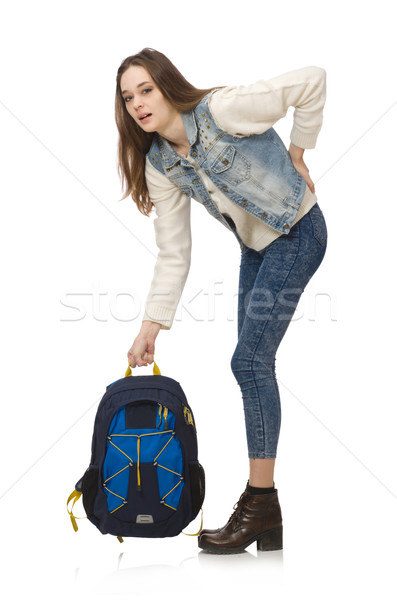 Pretty girl with rucksack isolated on white Stock photo © Elnur