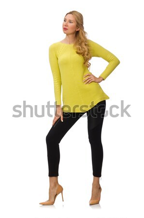 Dość młoda kobieta żółty bluzka odizolowany biały Zdjęcia stock © Elnur