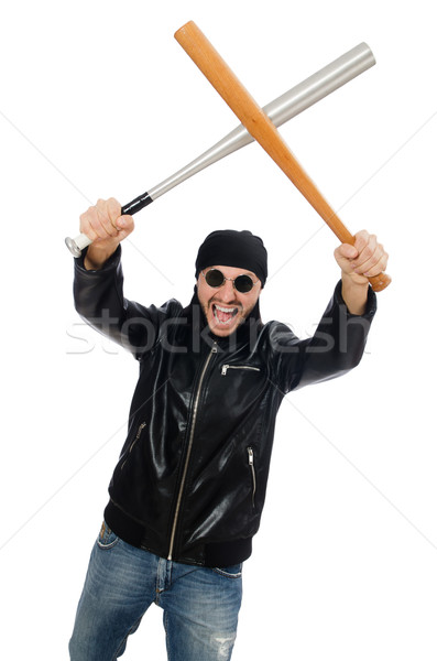 Aggressive man with baseball bat on white Stock photo © Elnur