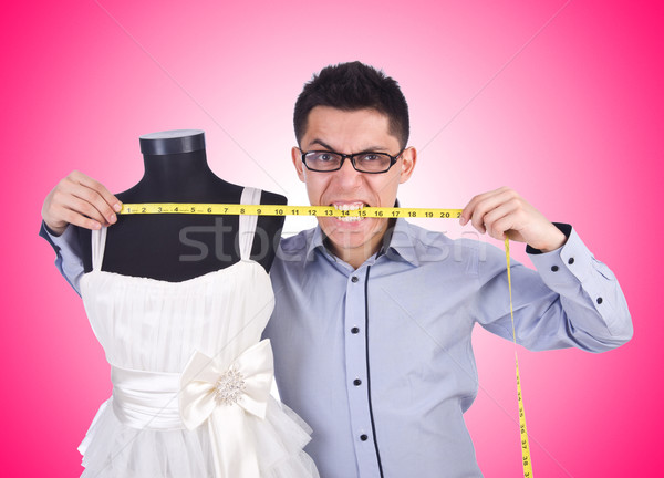 Funny male tailor on white Stock photo © Elnur
