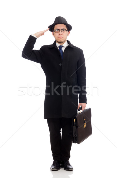 Fiatalember tart bőrönd izolált fehér férfi Stock fotó © Elnur