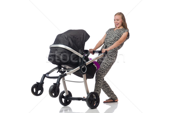 Szczęśliwy mama baby wózki dla dzieci kobieta rodziny Zdjęcia stock © Elnur