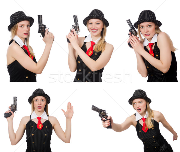 Gengszter nő kézifegyver fehér lány biztonság Stock fotó © Elnur