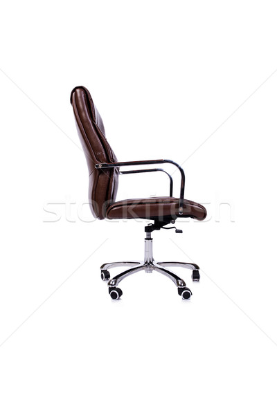 棕色 皮革 辦公椅 孤立 白 辦公室 商業照片 © Elnur