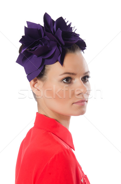 Stock photo: Pretty model with purple head accessory isolated on white