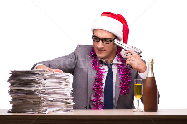 The young businessman celebrating christmas in office Stock photo © Elnur