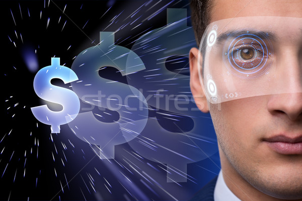 Jövő valuta kereskedés üzletember szem férfi Stock fotó © Elnur