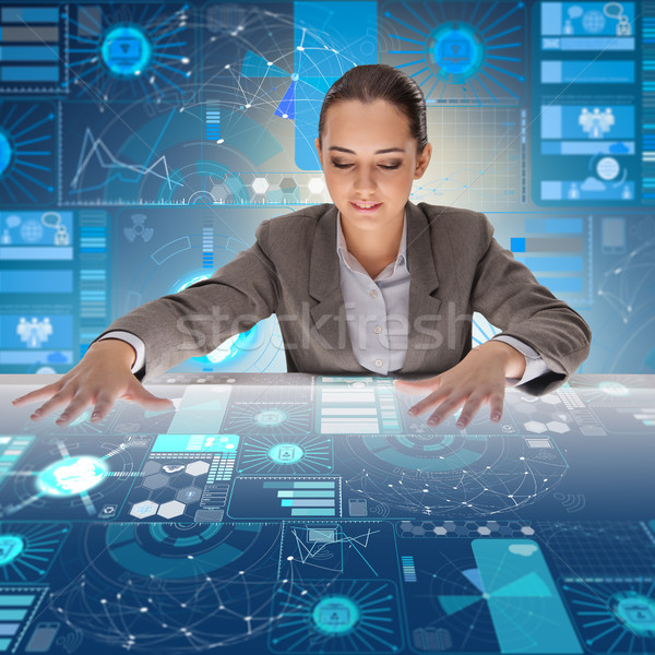 女性 未来的な データ マイニング コンピュータ サーバー ストックフォト © Elnur