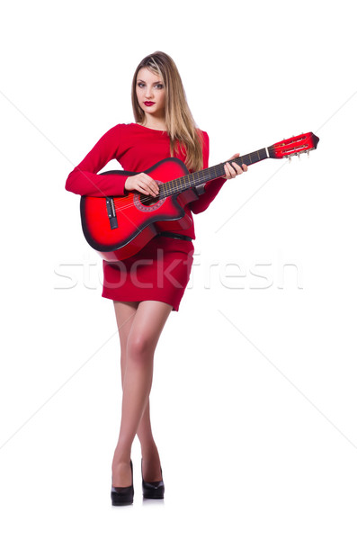 Gitarrist Frau isoliert weiß Musik Party Stock foto © Elnur