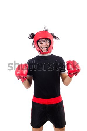 Nun with boxing gloves isolated on white Stock photo © Elnur