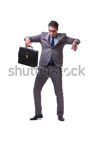 Foto stock: Empresário · pistola · isolado · branco · mão · homem