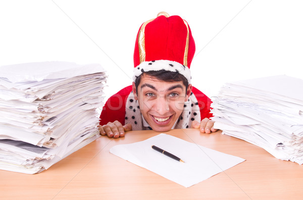 Stock photo: King businessman with lots of paperwork