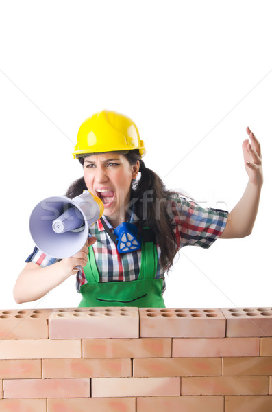 Femme haut-parleur isolé blanche affaires construction Photo stock © Elnur