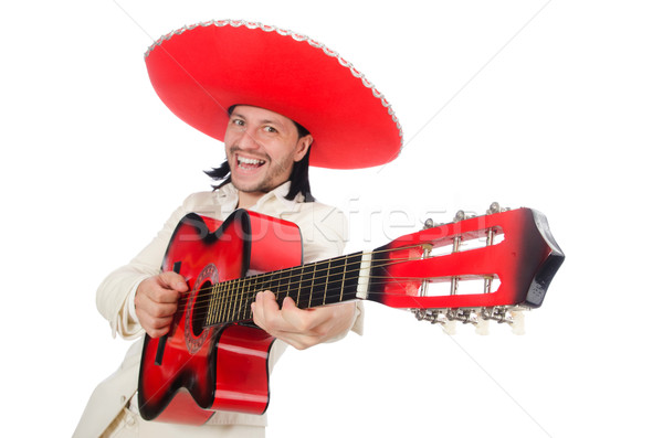 Mexican guitar player isolated on white Stock photo © Elnur