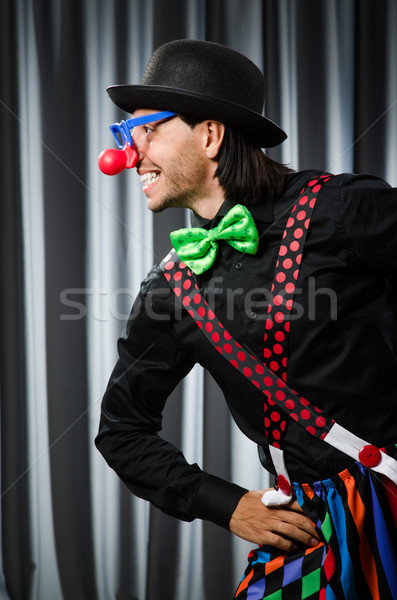 Drôle clown humoristique rideau sourire anniversaire [[stock_photo]] © Elnur