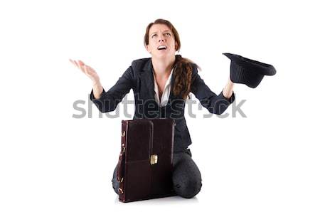 Stock photo: Angry businesswoman with axe on white