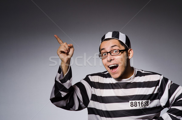 Stock foto: Funny · Gefangener · isoliert · grau · Mann · schwarz