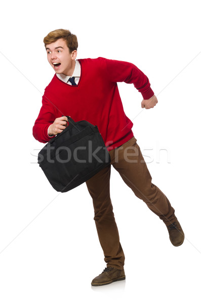 Student with bag isolated on white Stock photo © Elnur