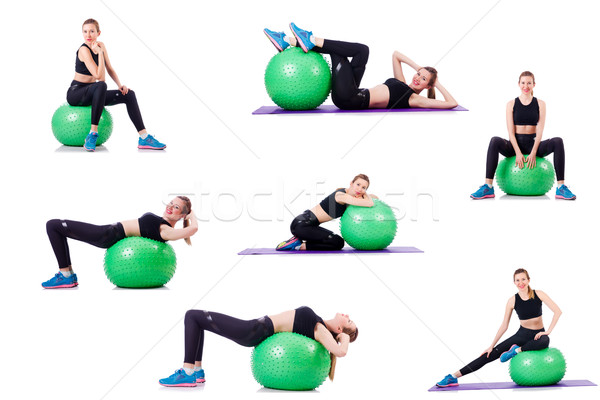 Set of photos with model and swiss ball Stock photo © Elnur