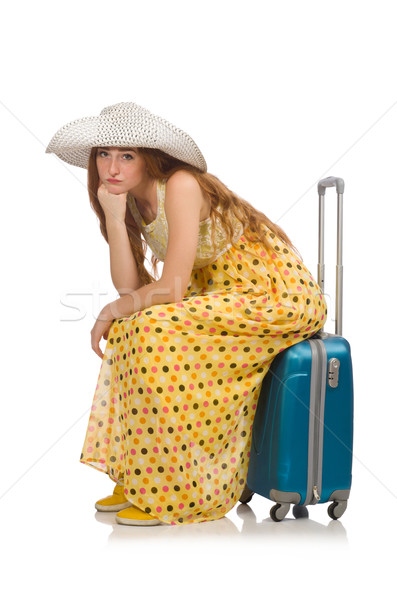 Woman ready for summer travel isolated on white Stock photo © Elnur