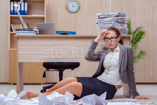 The busy stressful woman secretary under stress in the office Stock photo © Elnur