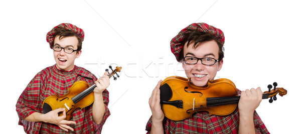 The funny scotsman with violin on white Stock photo © Elnur