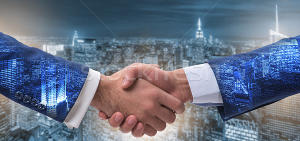 Handshake Business Metapher Illustration Hand Stadt Stock foto © Elnur