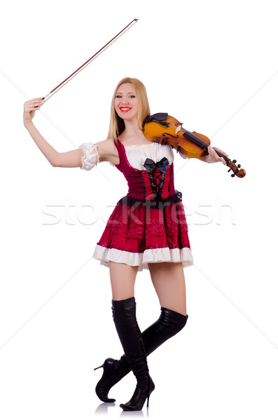 Dziewczyna gry skrzypce biały drewna koncertu Zdjęcia stock © Elnur