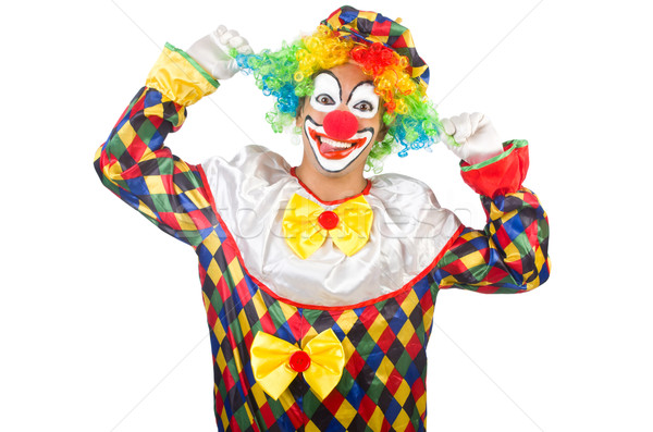 Funny Clown isoliert weiß Lächeln Gesicht Stock foto © Elnur