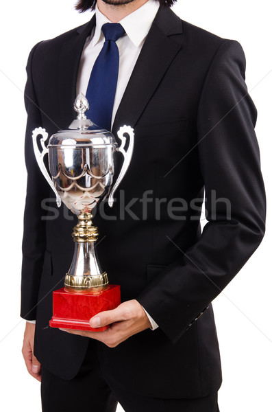 Businessman awarded with prize cup isolated on white Stock photo © Elnur
