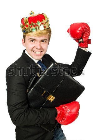 смешные бизнесмен корона боксерские перчатки работу фон Сток-фото © Elnur
