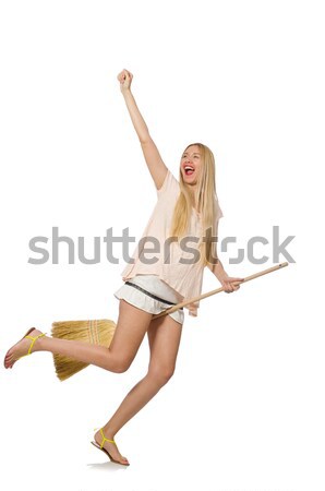 Foto stock: Bastante · mulher · jovem · verão · amarelo · roupa · isolado