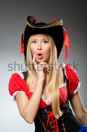 Femme pirate forte arme noir chapeau Photo stock © Elnur