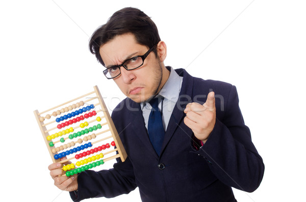 Funny Geschäftsmann abacus isoliert weiß Arbeitnehmer Stock foto © Elnur