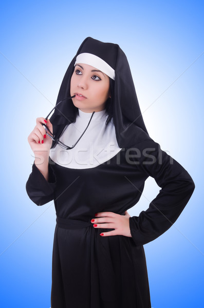 Funny nun isolated on the white Stock photo © Elnur