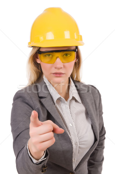 Stock photo: Construction employee wearing protective glasses isolated on whi