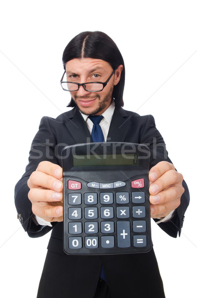 Man with calculator isolated on white Stock photo © Elnur