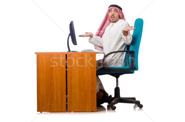 Foto stock: árabes · hombre · de · trabajo · oficina · negocios · feliz