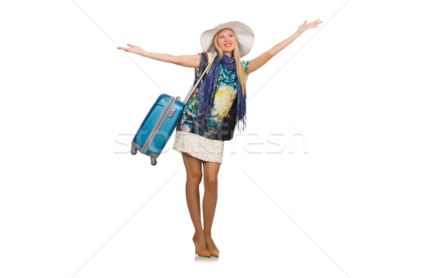 Woman preparing for summer vacation isolated on white Stock photo © Elnur