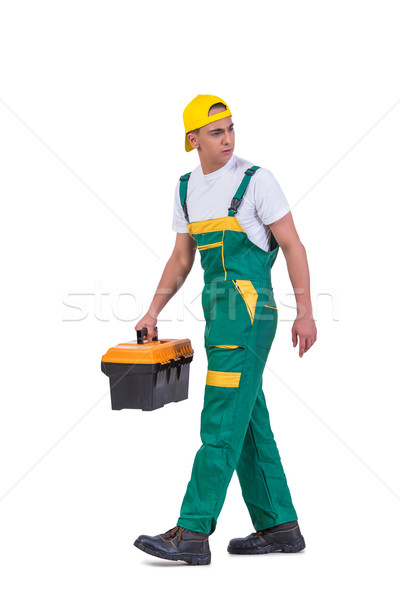 Stockfoto: Jonge · man · toolbox · geïsoleerd · witte · business · man