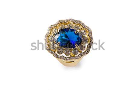 Foto stock: Joyas · anillo · aislado · blanco · cadena · diamantes