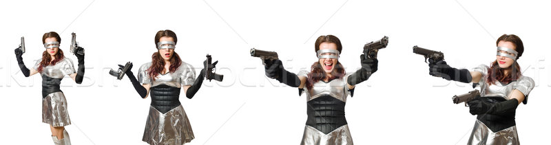 Stock photo: The woman in tech concept isolated on white